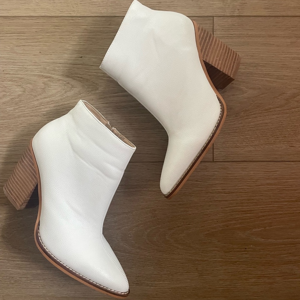 White heeled boots